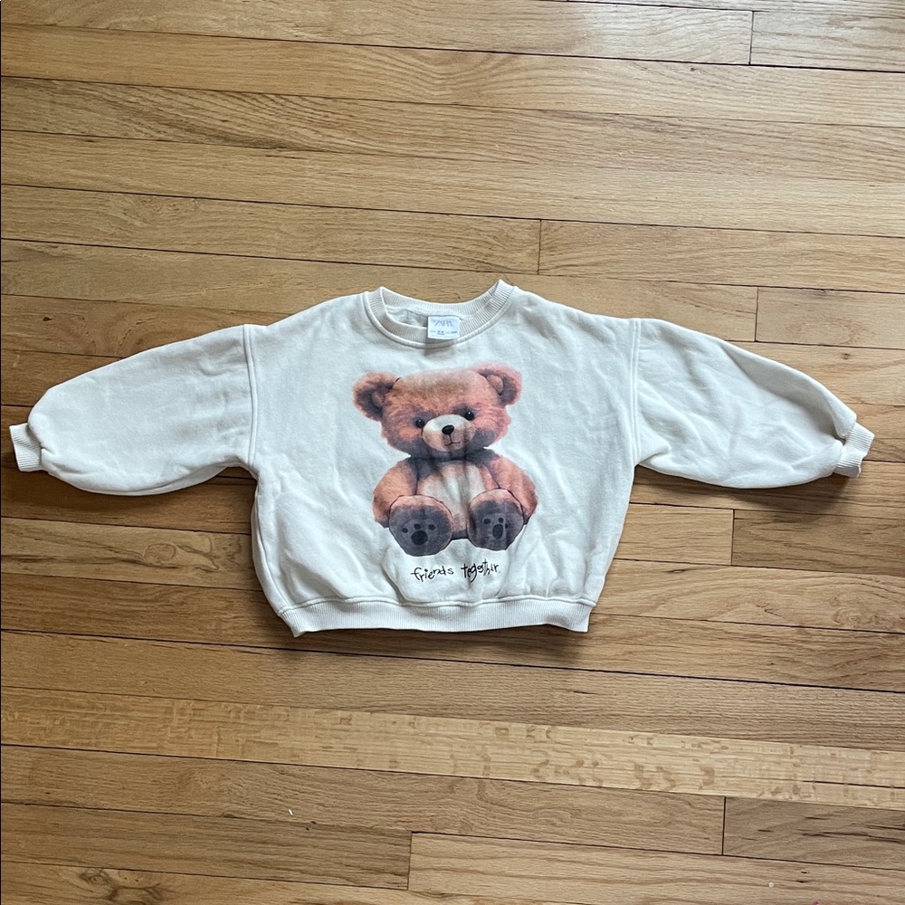 Zara Cream Teddy Bear Kids Sweatshirt